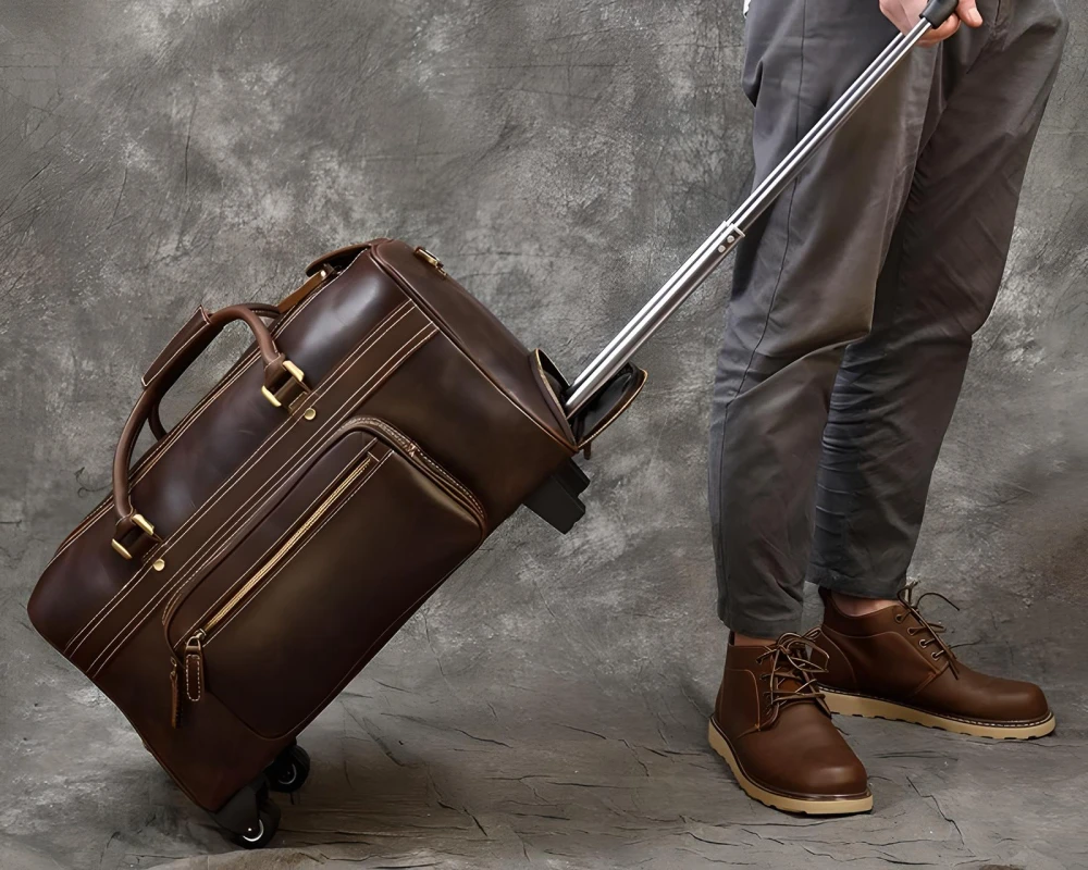 mens carry on luggage leather
